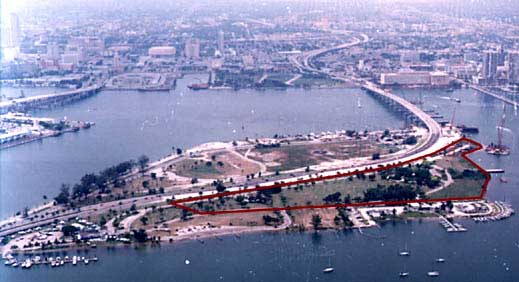 View of Watson Island, with site delineated